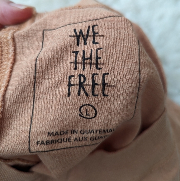 Free People we the free cotton long sleeve T-shirt peach Large - Picture 6 of 11